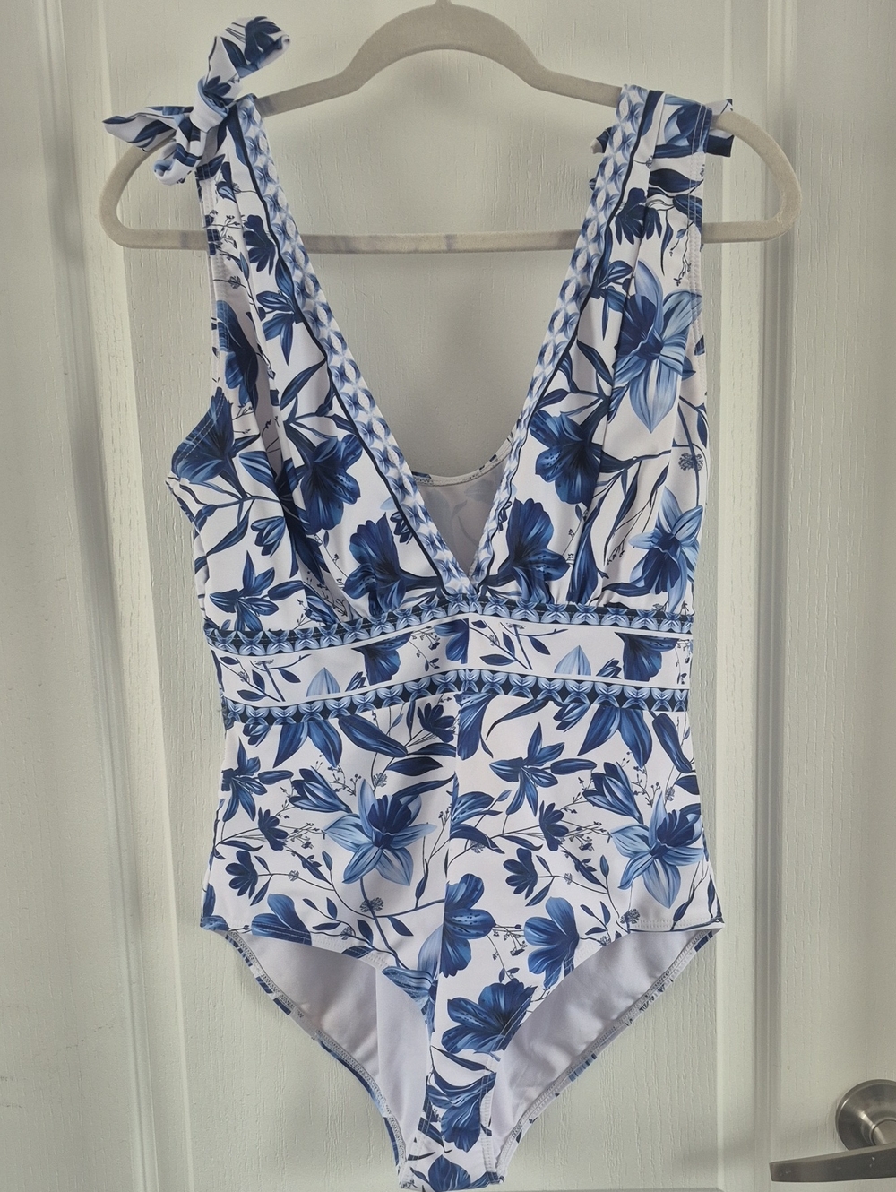 Blue Floral One-Piece Womens  Swim Suit